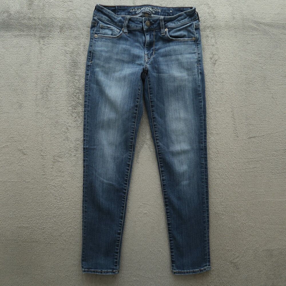American Eagle Jeans Women's Size 4R Low-Rise Skinny Denim 28" Inseam Distressed